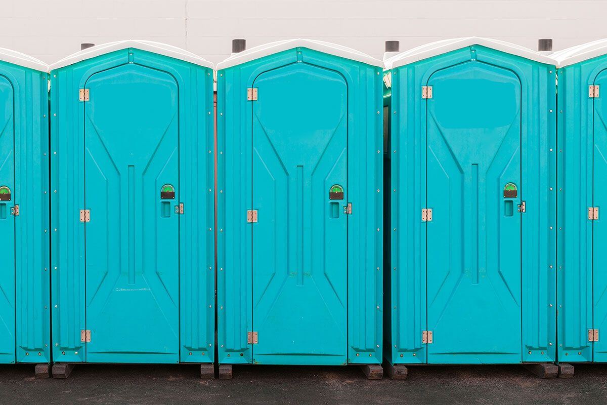 Industrial portable restroom units at a plant in Washington, Pennsylvania