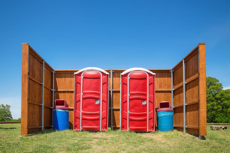 Short-term porta potty units staged for delivery in Washington, Pennsylvania